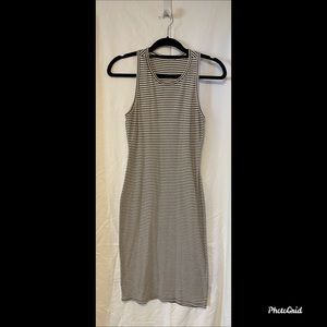 Striped Body Con Ribbed Racerback Midi Dress